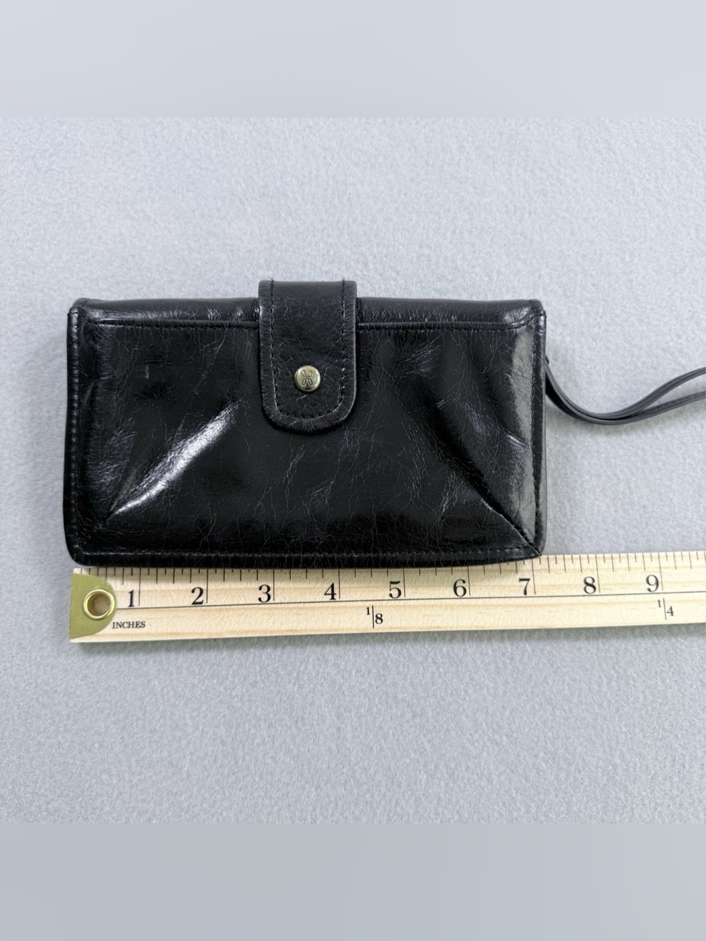 HOBO Leather Wristlet Wallet in Black